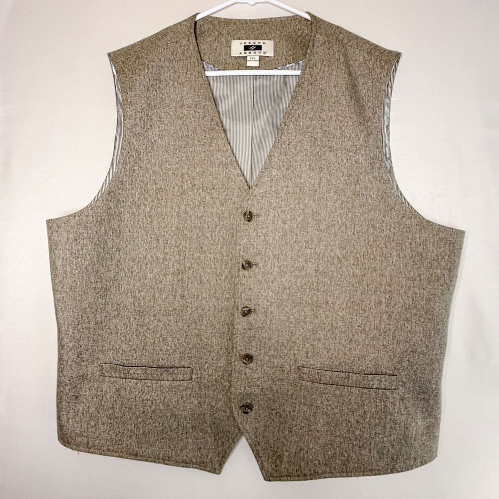 Joseph Abboud Mens XXL Taupe Gray 5 Button Suit Vest Waistcoat Classic Preppy